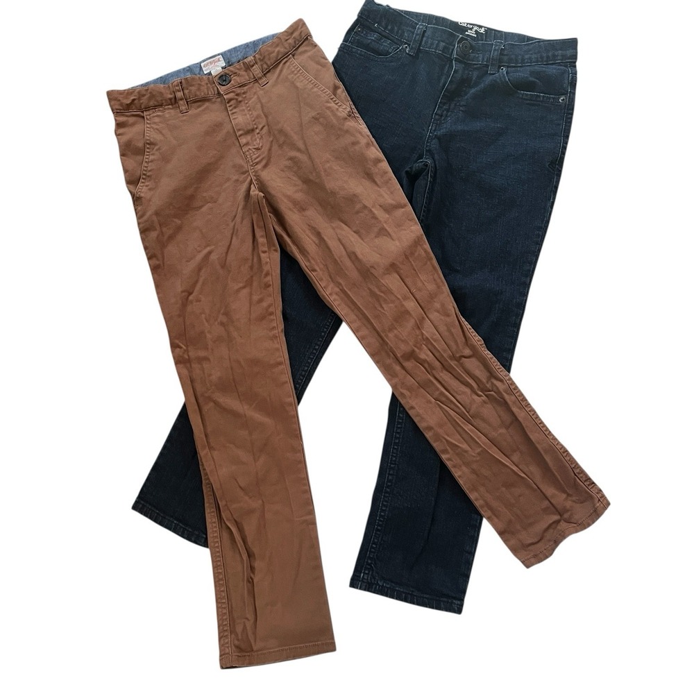 Cat & Jack Boys Size 12 *Lot of 2* Brown Chino Pants & Jeans Skinny